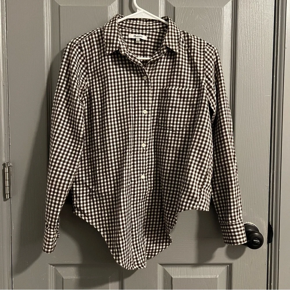 Madewell Brown and White Checkered Shirt - Picture 4 of 7